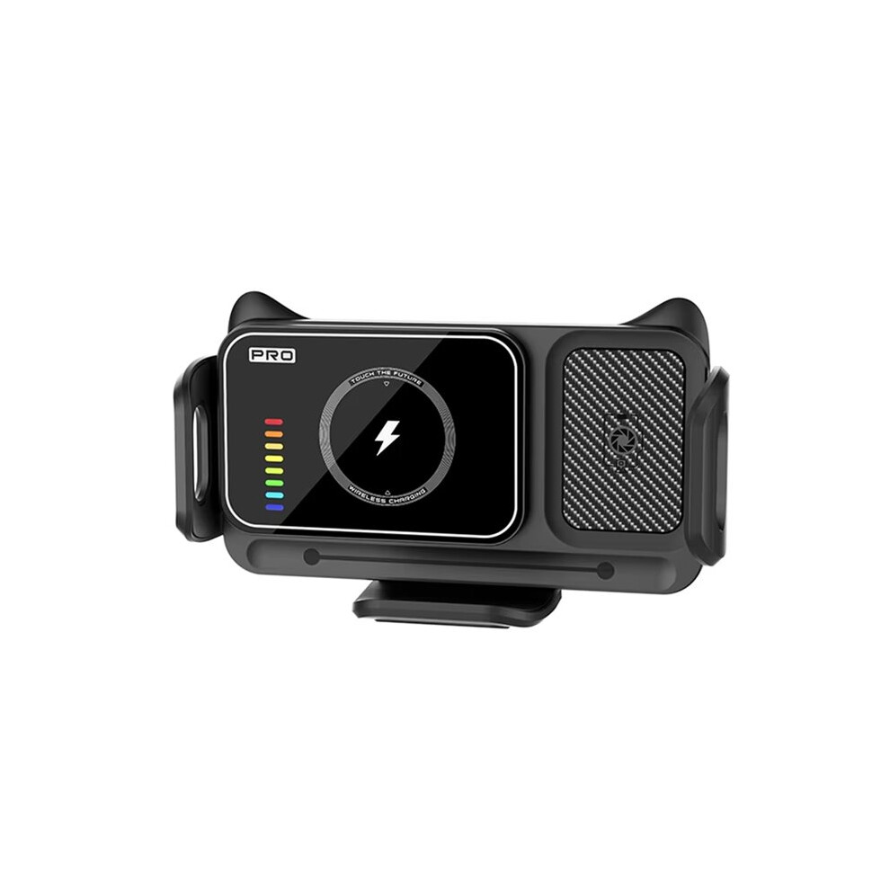 Rgb 15W Anti Shake 360 Rotation Folding Screen Car Wireless Charger Pad Holder Black 6033650022409