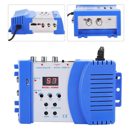 HDM69 Digital RF HD Multimedia Interface Modulator AV to RF Converter VHF UHF PAL Standard Portable RF Modulator US PLUG 2