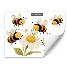 Bee and Sunflower Window Stickers, Home Decoration, Double-Sided Viewing Glass Stickers, Window Background Decoration