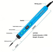 Fer à Souder Sans Fil USB avec Affichage Numérique, Kit de Soudage et de Réparation Rapide pour le Bricolage à Domicile (Rouge)
