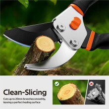 Pruning Shears, 8.5" Professional Garden Pruner with Jam-Proof Spring & Ever- SK5 Blade, Ergonomic Bypass Clippers