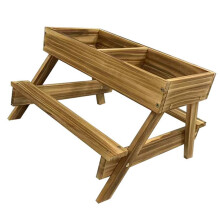 Mangeoire à Poules Zéro Déchet, Mangeoire de Pique-Nique en Bois Carbonisé Faite à la Main, Grand Kit de Mangeoire à Monter Soi-Même