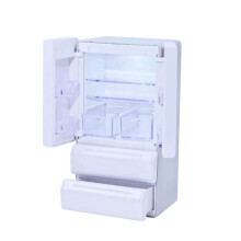 Light- Double-Door Refrigerator 1:12 Scale Dollhouse Fridge, LED Miniature Kitchen Appliance Model