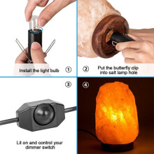 Himalayan Salt Lamp Cord and Bulb with Dimmer ,Original Replacement Cord for Salt Rock Lamps US Plug