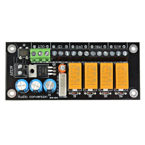 New Audio Stereo Two Channel Relay 4 Way Sound Source Selection Audio  Input Selection Board