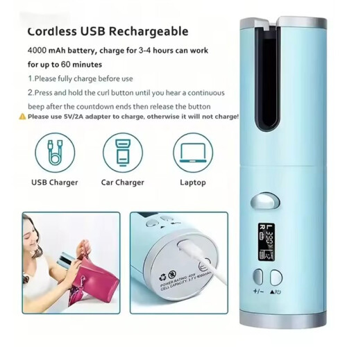 Portable Cordless Automatic Hair Curler with Ceramic Rotating , Intelligent Temperature Control