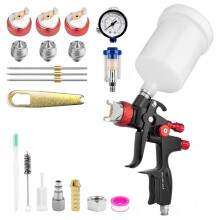HVLP Air Spray Gun Kit for Automotive Painting with 1.3/1.7/2.0 mm Nozzles, Air Regulator & Separator