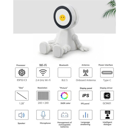 For DeepSeek AI Voice Chat Toy Robot 1.28inch LCD Screen ESP32-C3 Development Board with Base Intelligent Dialogue 2
