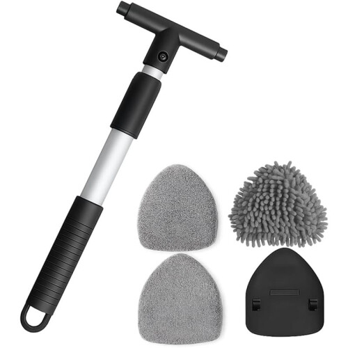 2-Pack Car Windshield Cleaning Tool, Telescopic Handle Triangle Window Cleaner, Glass Cleaning Tool, Universal Type 1