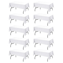 10-Pack White Tablecloths for Rectangle Tables, 60 X 102 Inches, Stain-Resistant Polyester Fabric for 6 Foot Tables