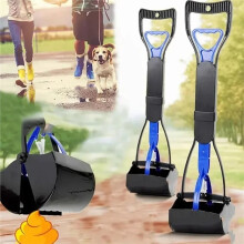 Hundbajsgripare Bajsskopa med Långt Handtag och Stor Hopfällbar Design för Effektiv Upprensning Av Husdjursavföring, Svart