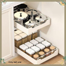 Kitchen Countertop Drawer-Style Storage Tray Seasoning Box Storage Rack Cabinet Organization Storage Pull-Out Basket