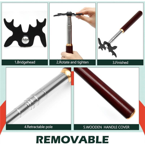 Retractable Billiard Cue Stick Bridge with Bridge , Snooker Set Billiard Pool Cue Accessory for Pool Table 2