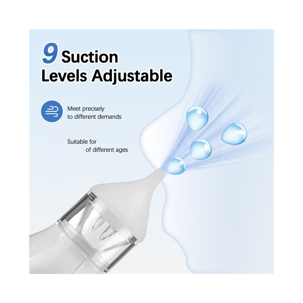 Electric Baby Nasal Aspirator Nose Sucker for Baby Rechargeable Newborn Nose Cleaner 9 Suction Levels 2 Silicone Tips