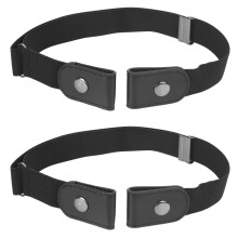 2X Schnalle Frei Elastischer GÜRtel FÜR Jean Hosen Kleider Keine Schnalle Strecken Taille GÜRtel Fit Frauen Männer Jungen Mädchen Drop (Schwarz)