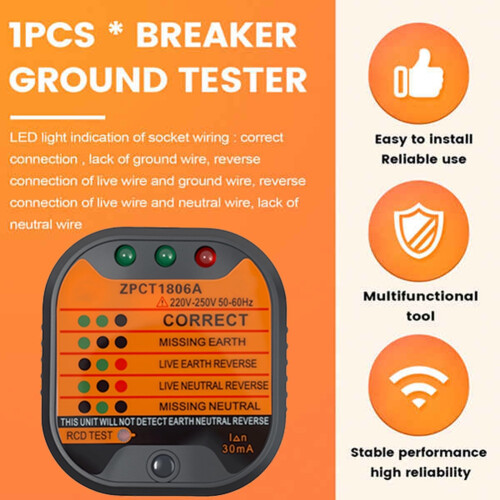 Socket Tester Electrical Plug Tester Socket with LCD Indicator Circuit Tester for Plug Socket Testing UK Plug 2