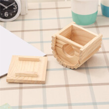 Maison en Bois pour Hamster 11 X 10 X 9 cm, Villa en Bois Naturel avec Échelle et Arche, Cachette Idéale pour Petits Animaux de Compagnie