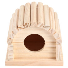 Wooden Hamster House 11x10x9cm Natural Wooden Villa Ladder Arched Hamster Hideout House Small Pets Toy