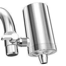 Edelstahl-Wasserfilter für Standardarmaturen - Hocheffizienter Aufsatzfilter - 360-Drehung - Reduziert Unangenehmen Geschmack