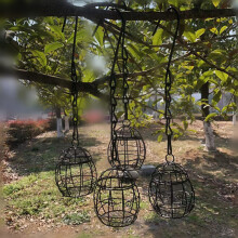 (Black) Hanging Bird Feeder with S-hooks for Garden