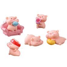 6 Pcs Miniature Pigs Figurines Cute Pig Family Toys Figures DIY Crafts for Fairy Garden Decoration Home Decorations