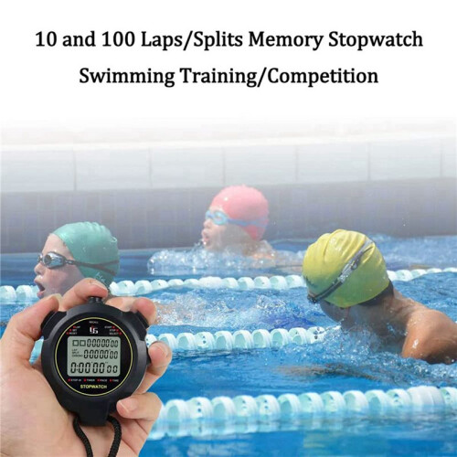 3X Digital Sports Stopwatch, 10Lap /Split Memory Stopwatch Count Down Timer, Large Display Waterproof 12/24 Hour Clock 2