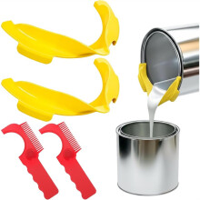 2er-Set Ausgießer für 1-Gallonen-Farbdosen, Tragbar, mit Spachtelkamm, für Farben und Lacke, Tropffrei