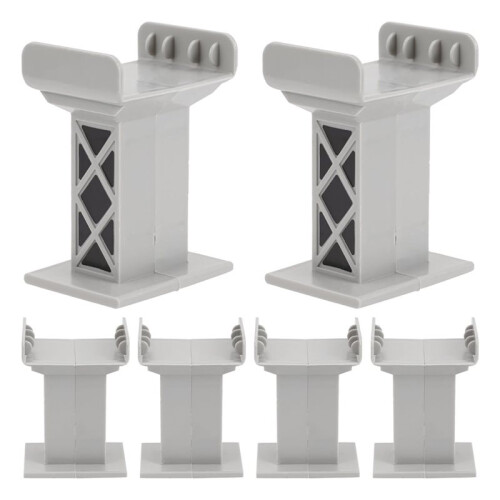 12-Pack Grey Railway Bridge Supports Compatible with Wooden Train Systems