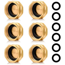 6pcs Heavy Duty Brass Garden Hose End Caps, 3/4" Female Thread Garden Hose Cap, Garden Hose Caps