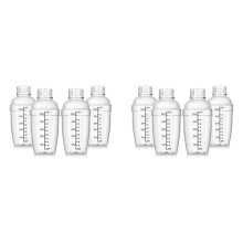 8 Pcs Plastic Cocktail Shaker Hand Drink Mixer Shaker with Scales and Strainer Top Clear Shaker Cup with Measurements