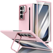 Case with S Pen Slot and Screen Protector, Leather Cover with Camera Stand for Samsung Galaxy Z Fold 7