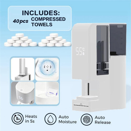 Hot Face Towel Warmer Machine,Automatic Hot Towel Dispenser,131F Adjustable Constant Temperature EU Plug 1