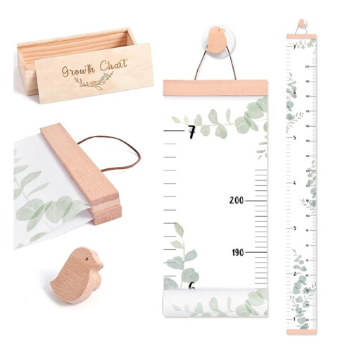Growth Chart for Wall 7 Ft Height Chart with Keepsake Box & Hook Waterproof Canvas Measure Wall Ruler Removable 1