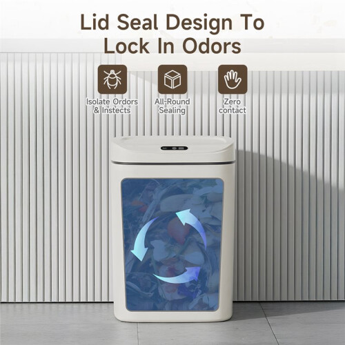 1PC  Detector Trash Can, Touchless Wastebasket, Auto /Off, Sealed with Lid Silent Shutoff, Multiple 1