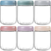 6pcs 500ml Overnight Oats Containers with Lids, Glass Jars with Airtight Lids, Salad Jars, for Snacks Yogurt Spice Sugar