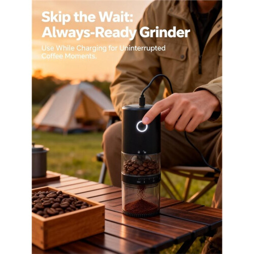 Portable Electric Burr Coffee Grinder,Grind While Charging,Visual Bean Hopper,38 External Grind Settings,for Travel 2