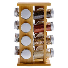 Wooden Kitchen Condiment Rack Rotatable Fragrance Finishing Rack Multi-Layer Seasoning Bottle Storage Rack