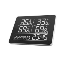 Desktop Wall-Mounted Indoor/Outdoor Temperature and Humidity Monitor Thermometer and Hygrometer  and Date Display