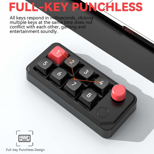 Wired Macro Mechanical Keyboard 8keys 12-Lighting Effects Full Key Hot-Swap Support Macro Programming Game Office Black 2