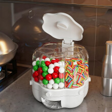Rotating Candy Dispenser, 360 Rotating Grain Dispenser with 6 Grids, for Candy, Oatmeal and Cereals (White 6.5kg)
