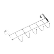 5 Hooks Over Door Home Bathroom Kitchen Coat Towel Loop Hanger Rack Holder Shelf,Silver