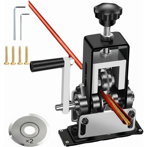 Wire Stripper Machine, for 0.06"-1" Scrap Wires Hand Crank Wire Stripping Machine, 3-Channels Wire Peeling Tool