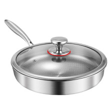 Padella Antiaderente In Titanio da 28 cm con Coperchio In Vetro, Padella In Acciaio Inox per Tutti I Piani Cottura