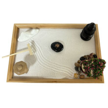 Japanese Garden for Desk with White Sand, Artificial Bonsai Tree, Rocks, Rakes Gifts Sand Kit Office Decor