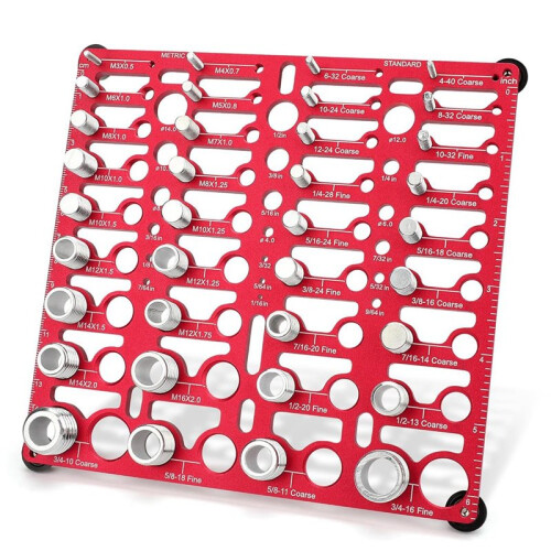 Thread Inspector with 55 Nut and Bold Thread Gauge Metric & Standard Drill Bit Gauges Wall-Mountable