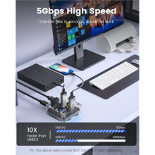 Transparent Usb C Hub 4 Port Expansion with Power Supply Interface Usb 3.2 Protocol High Speed Transmission OTG Dapter