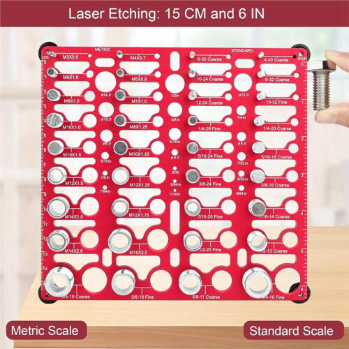 Thread Inspector with 55 Nut and Bold Thread Gauge Metric & Standard Drill Bit Gauges Wall-Mountable 1