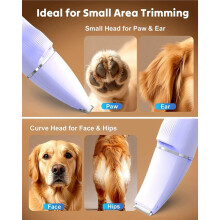 2-in-1 Dog Paw Trimmer with 2 Blades, Small Pet Hair Grooming Trimmer for Paws, Eyes, Ears, Face, Rump, USB-C