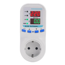Voltage Surge Current Limiter Protector EU Socket Plug 16A 220V 50/60Hz Power Monitor for Home Appliance