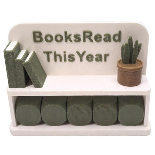 Year Book Tracker Sign 3D Printed Reading Challenge Counter Sign,Reusable Library Book Counter,Home Reading Decor White